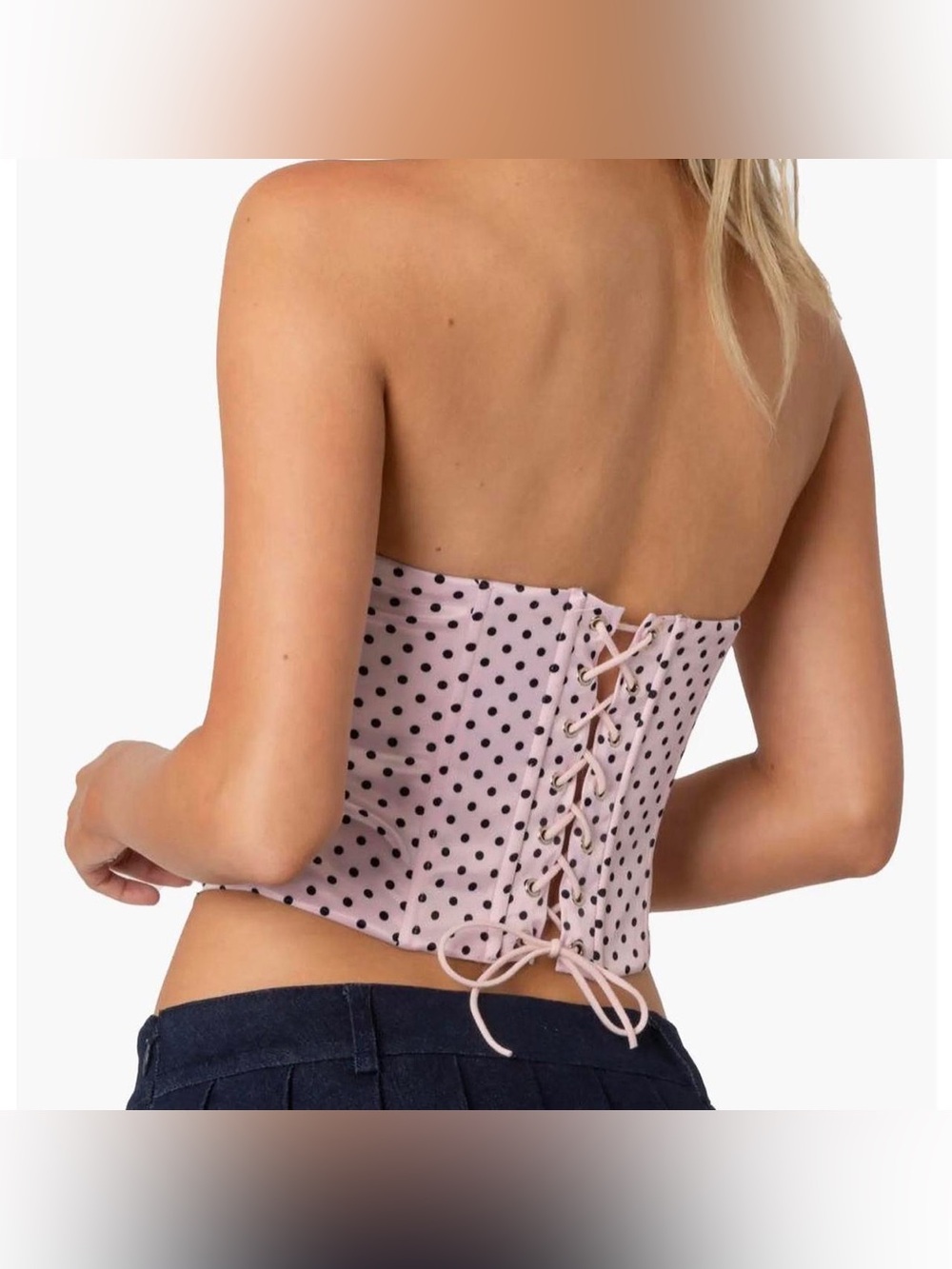 Edikted Pink Polka Dot Strapless Bustier Topš©· - Picture 2 of 4
